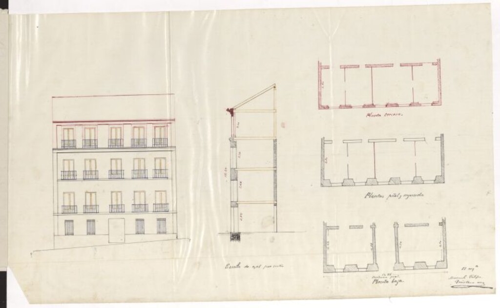 Miniatura de D. Guillermo Rollans, en solicitud de licencia para elevar un piso en la casa nº 59, de la calle de Leganitos.