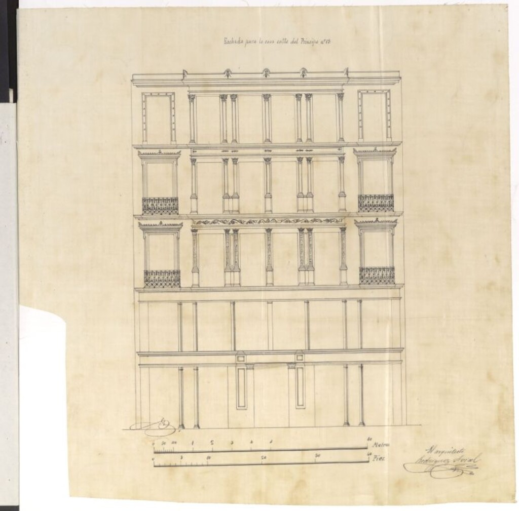 Miniatura de D. Isaac Rodríguez Avial, en solicitud de licencia para construir de nueva planta la casa nº 13 de la calle del Príncipe.