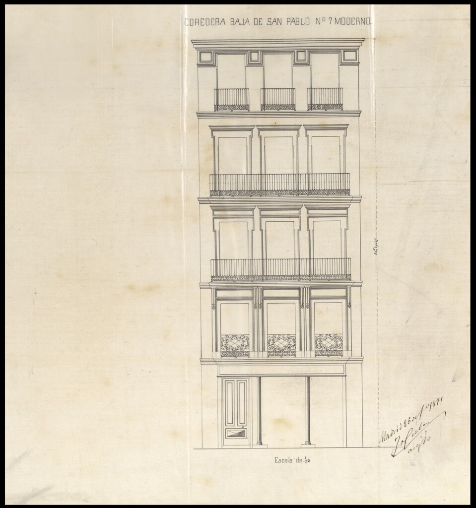 Miniatura de D. Ramón del Rey, para construir de nueva planta la casa nº 7de la Corredera baja de San Pablo.
