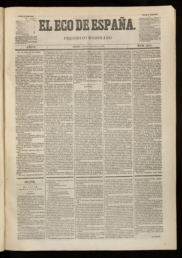 Miniatura de El Eco de España del 17 de abril de 1874