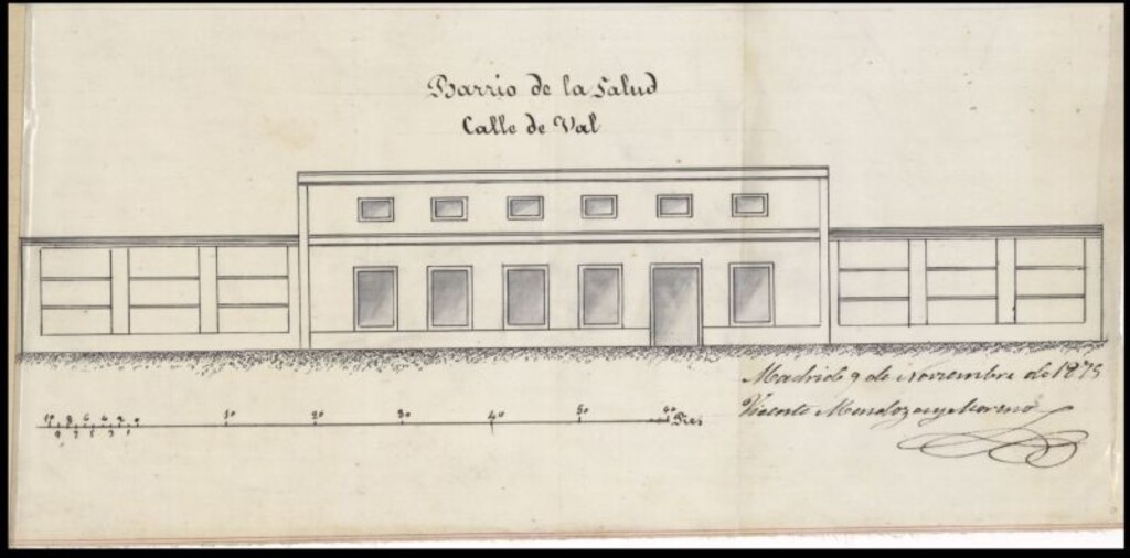 Miniatura de D. José Soria y Estebán, solicitando edificar en el barrio de la Guindalera.