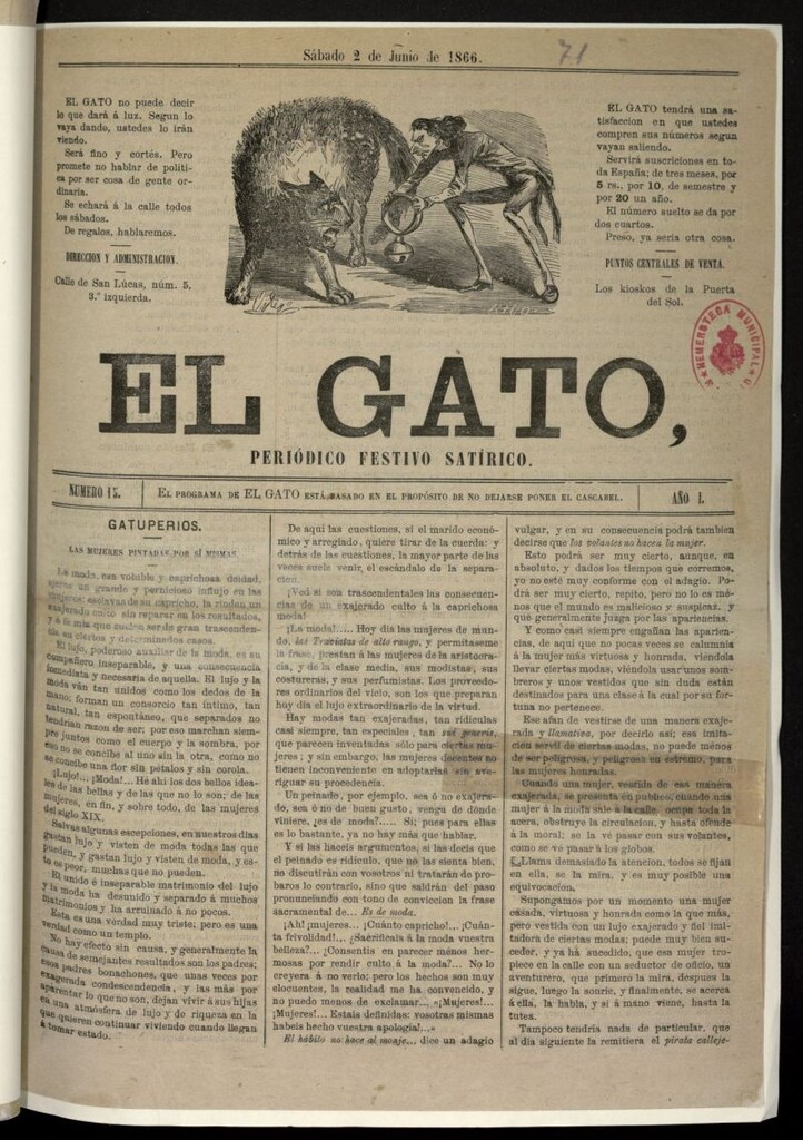 Miniatura de El Gato: periódico festivo satírico