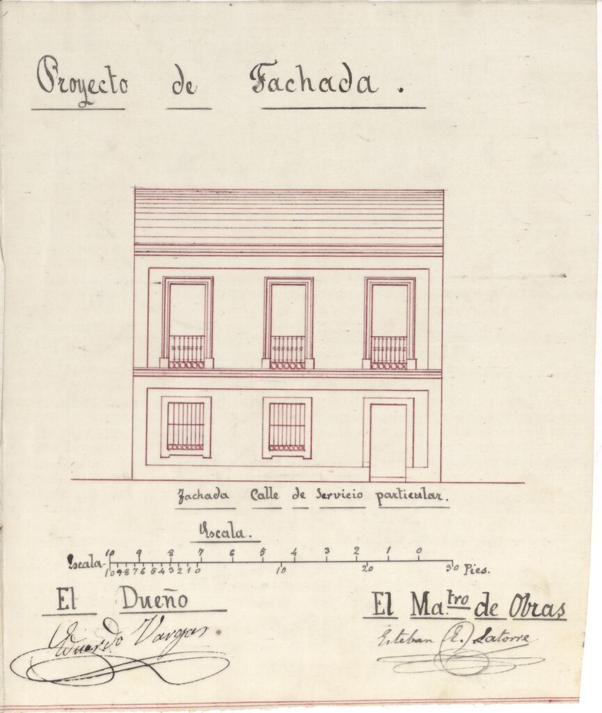 Miniatura de D. Eduardo de Vargas, en solicitud de permiso para construir en el interior de la manzana 131.