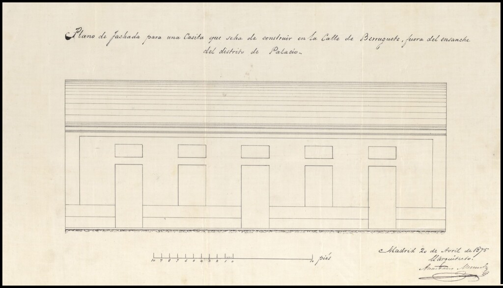 Miniatura de D. Fermín Maroto, solicitando permiso para levantar una casa de piso bajo en el barrio denominado de Bellas Vistas.
