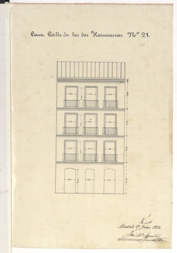 Miniatura de D. Pedro Cebrián, para construir de nueva planta una casa en el solar nº 21, de la calle de las Dos Hermanas.
