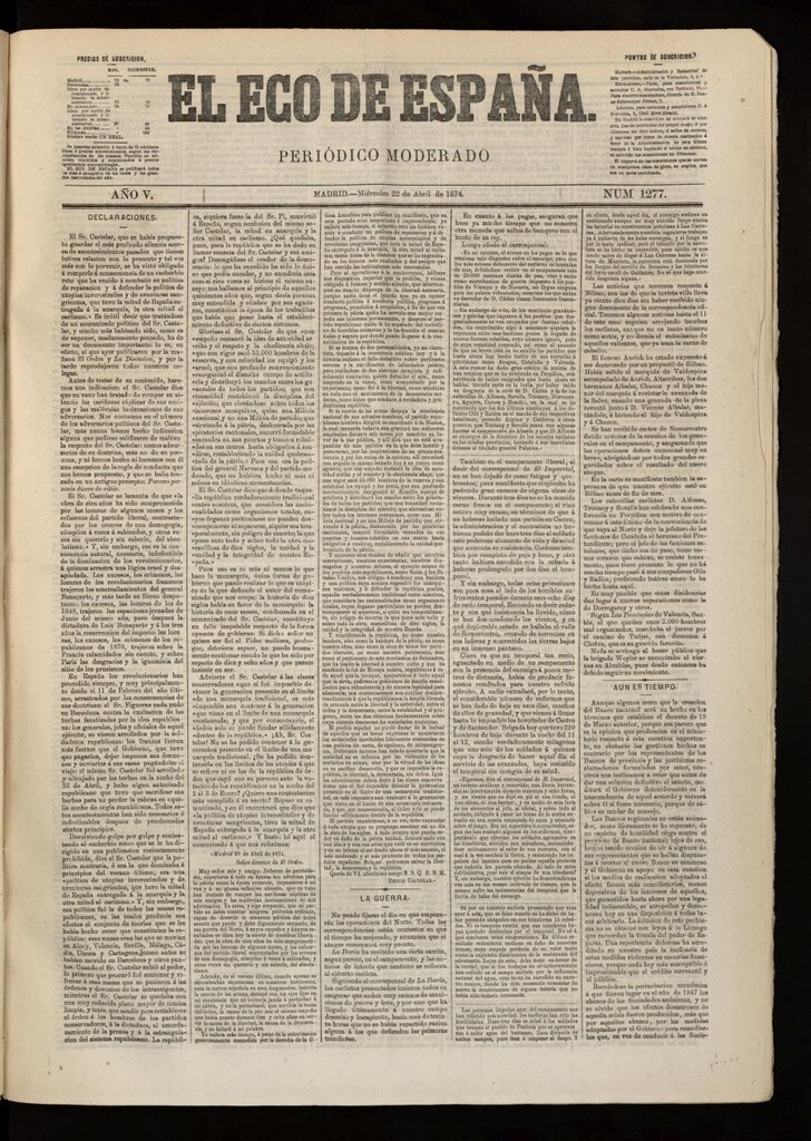 Miniatura de El Eco de España del 22 de abril de 1874