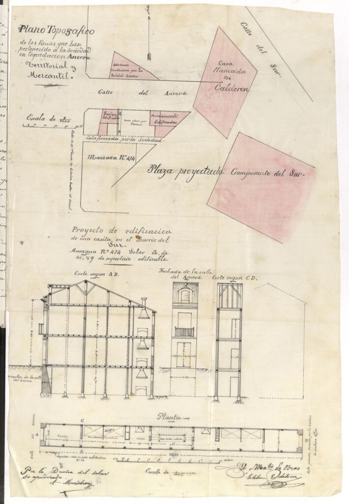 Miniatura de D. Armando de Moricha, solicitando con continuar las obras de una casa en la calle del Áncora.
