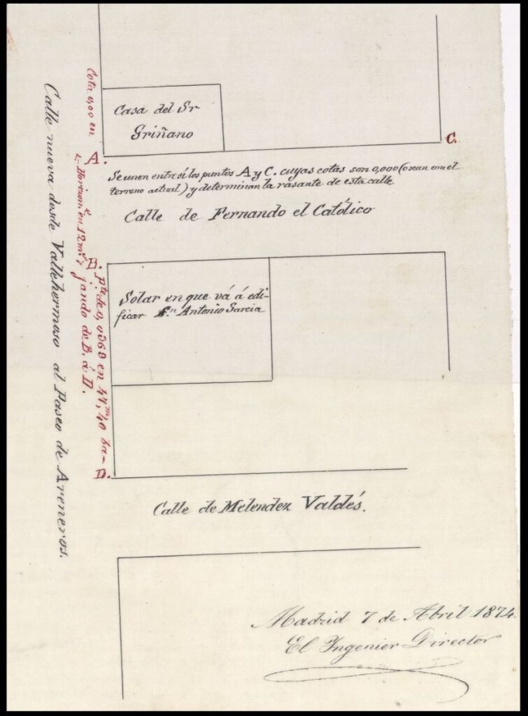 Miniatura de D. Antonio García, solicitando levantar una casa en el barrio de Vallehermoso, calle de Fernando el Católico.