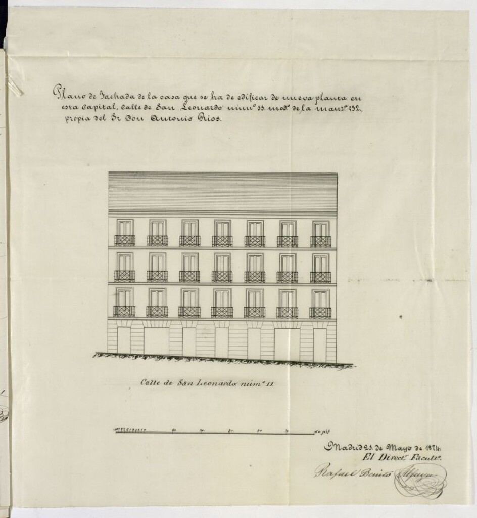 Miniatura de D. Antonio Rios y Martínez, en solicitud de licencia para construir de nueva planta en el solar nº 11 de la Calle de San Leonardo.