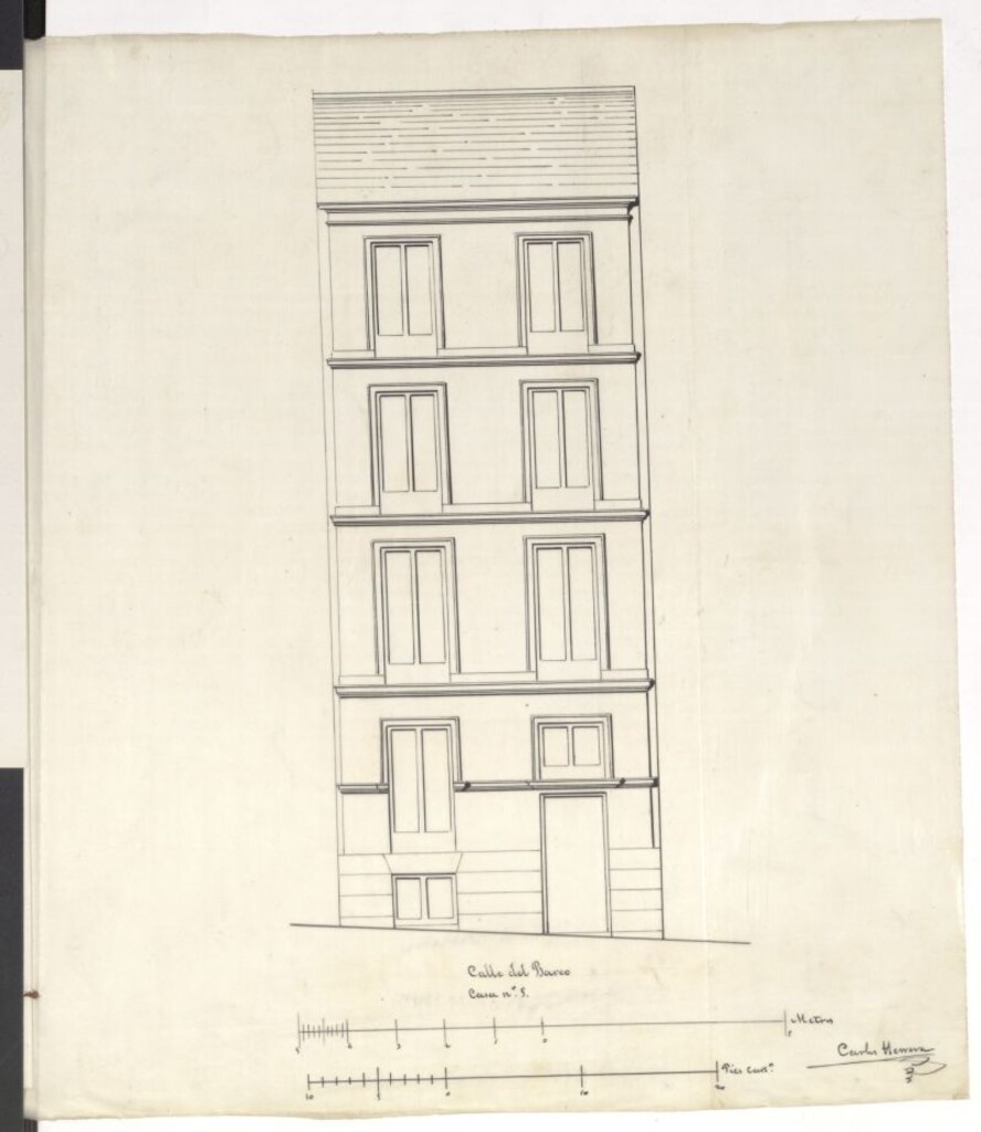 Miniatura de Construcción de nueva planta de una casa en la calle del Barco, nº 5 propia de D. Guillermo Weis.