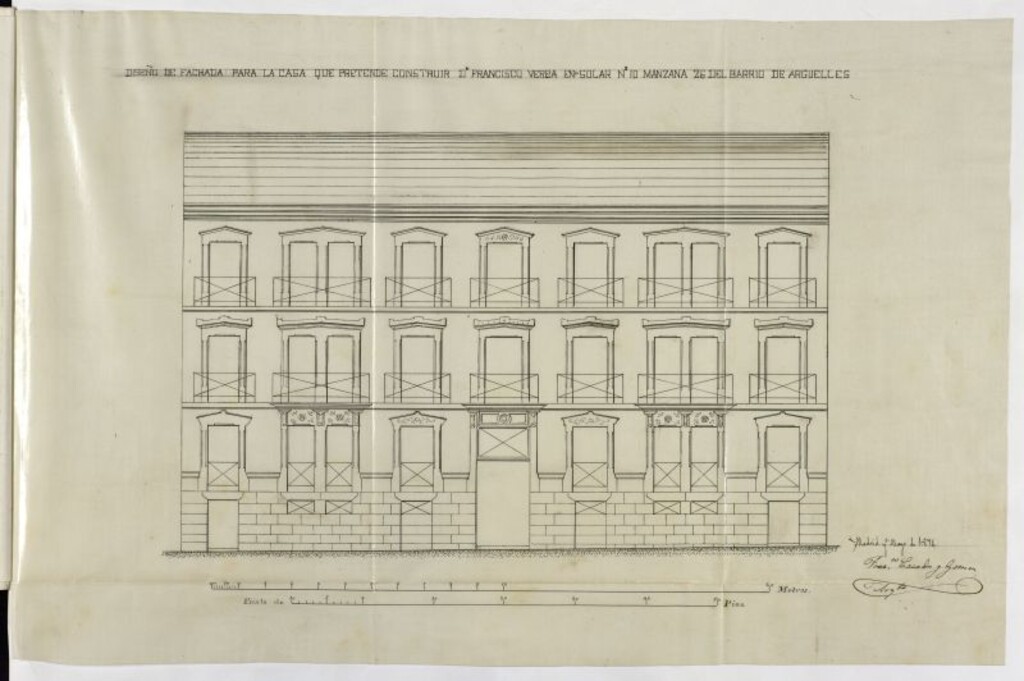 Miniatura de D. Francisco Verca, en solicitud de licencia para construir de nueva planta en un terreno de su propiedad nº 10 de la manzana 26 del Barrio de Argúelles.
