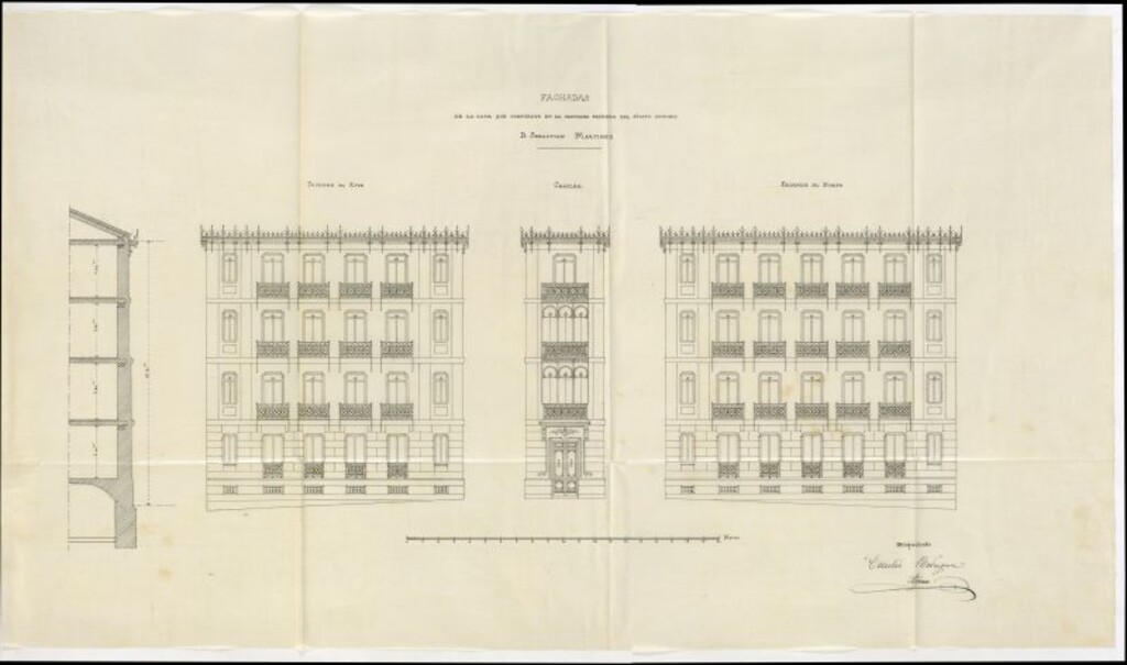 Miniatura de D. Sebastián Martínez, en solicitud de licencia para edificar de nueva planta en el solar nº 10, de la manzana 1 del antiguo Pósito y colocación de vallas.