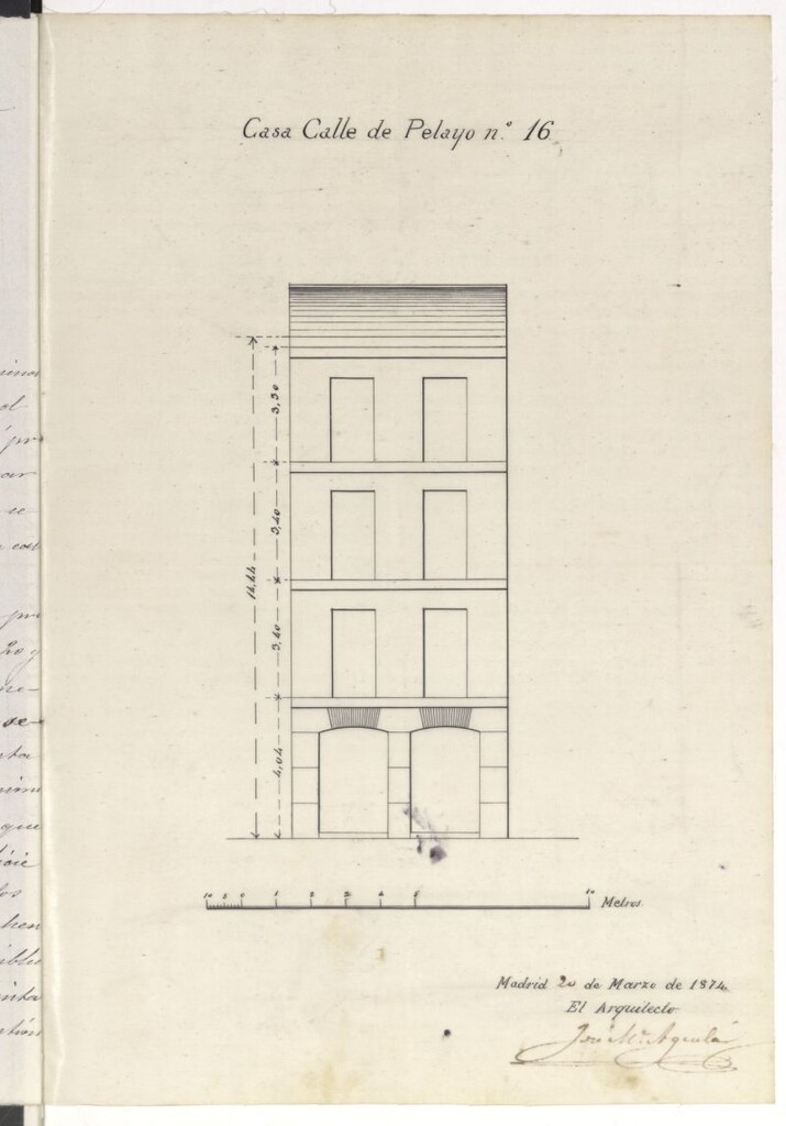 Miniatura de D. Manuel Arne, en solicitud de licencia para edificar de nueva planta la casa nº 16 de la calle de Pelayo.