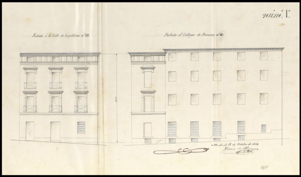 Miniatura de D. Segundo de Abendivar, para coronar la fachada de la casa nº 12 de la calle de Capellanes y ejecutar obras interiores.