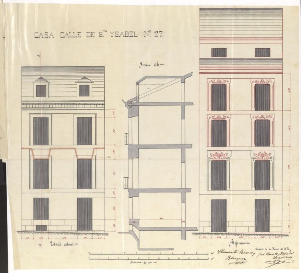 Miniatura de D. Clemente Ramos y Blázquez, en solicitud de licencia para aumentar pisos en la calle de Santa Isabel nº 27.
