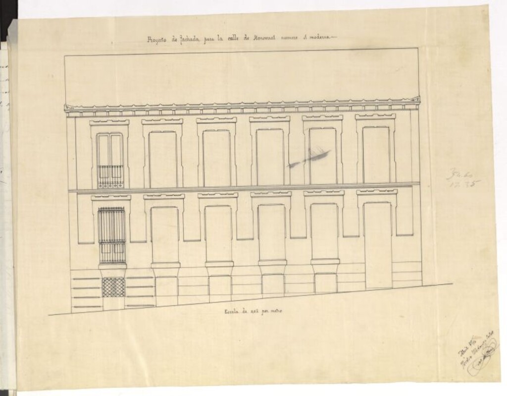 Miniatura de D. Isidro Tomé, en solicitud de licencia para construir de nueva planta la casa nº 1 de la calle Monserrat.