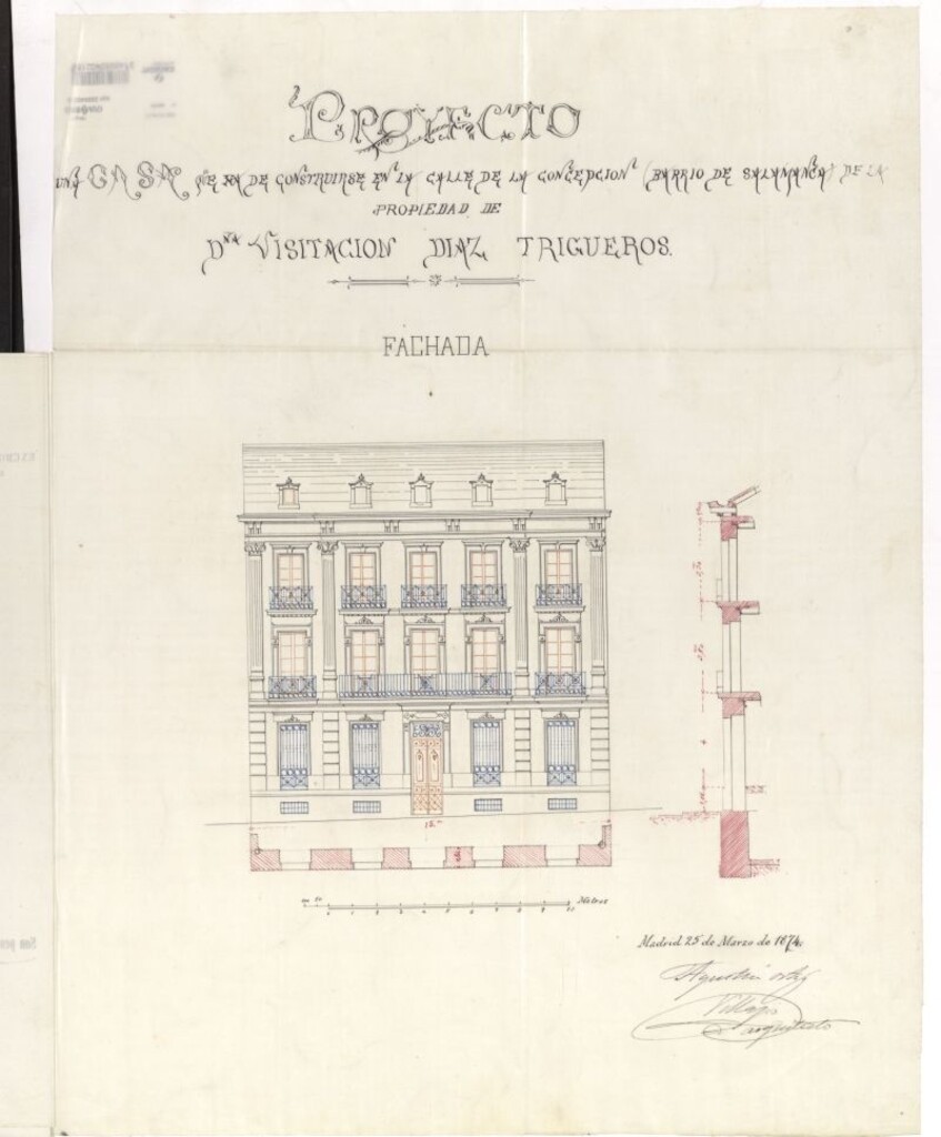 Miniatura de Dª. Visitación Díaz Trigueros, solicitando edificar en el solar nº 3, calle de la concepción, Barrio de Salamanca.