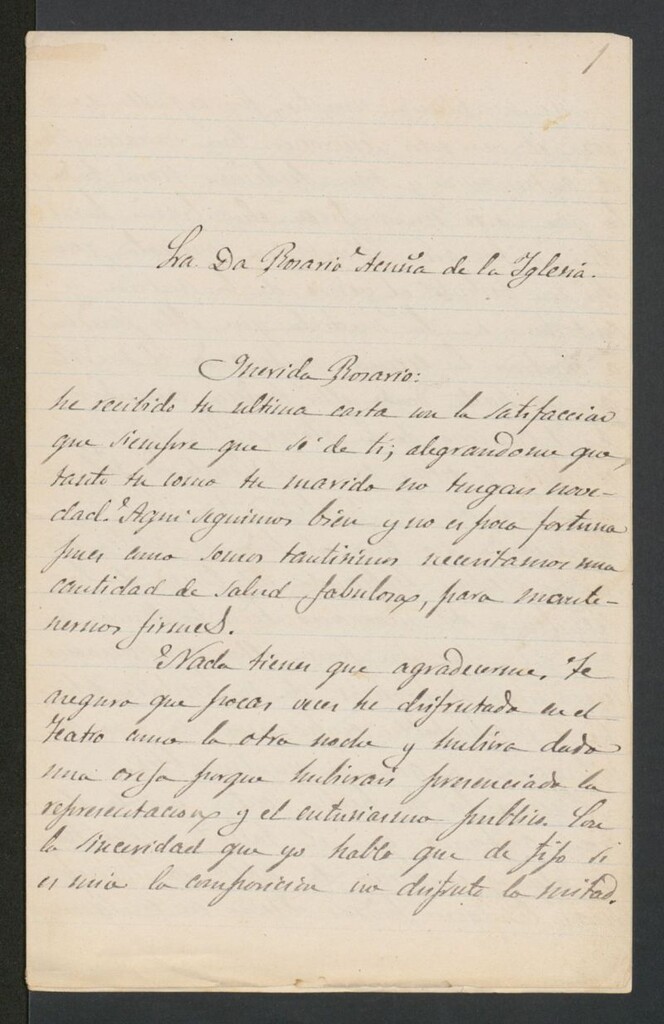 Miniatura de [Carta], [s.a,,s.l], a Rosario de Acuña de la Iglesia
