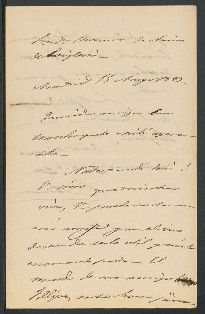 Miniatura de [Carta], 1883 Mayo 15, Madrid, a Rosario de Acuña de Laiglesia