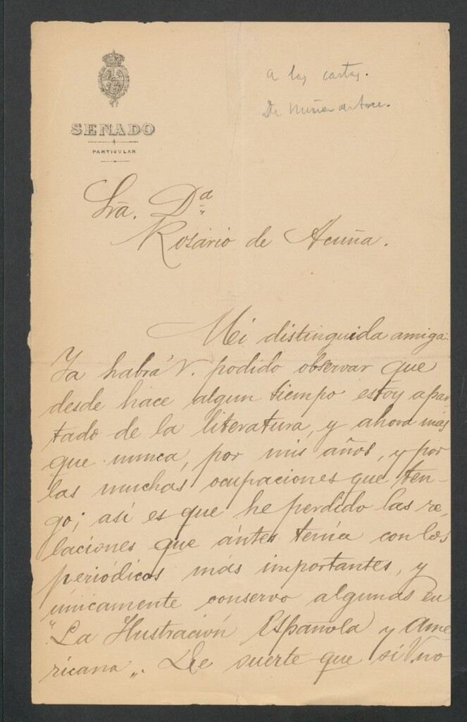 Miniatura de [Carta], 1898 Mayo 30, Madrid, a Rosario de Acuña