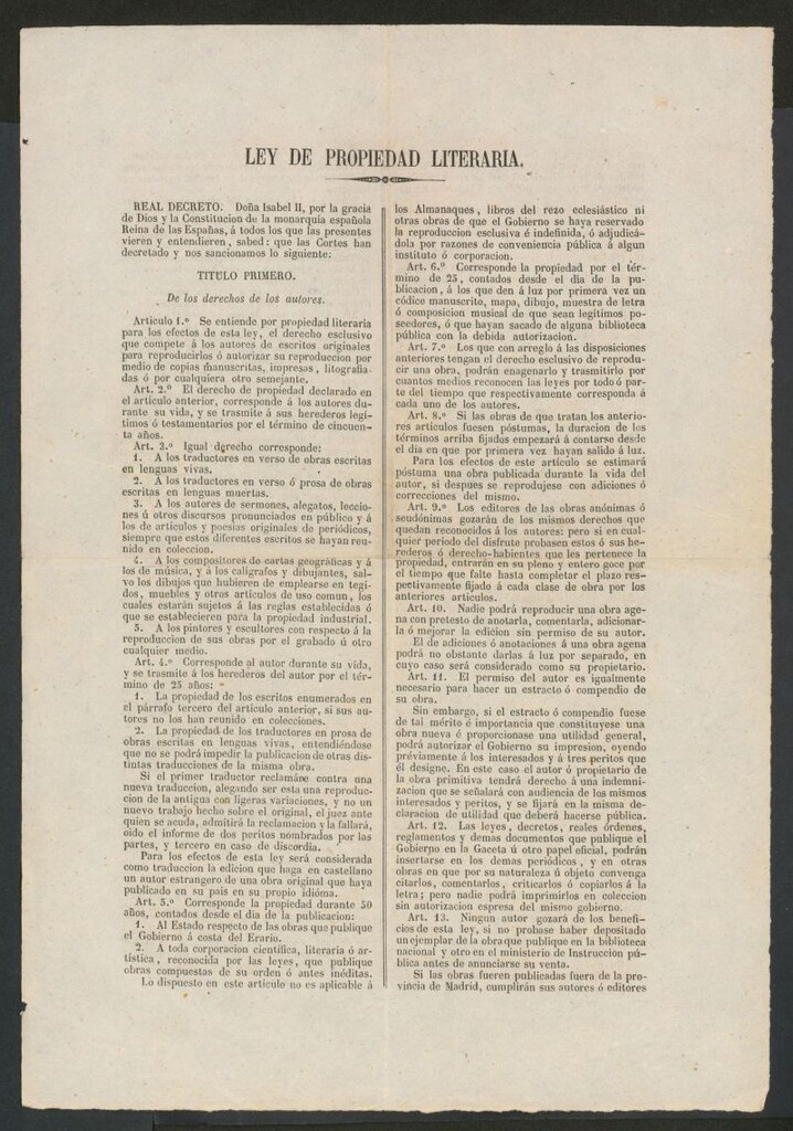 Miniatura de Ley de propiedad literaria.