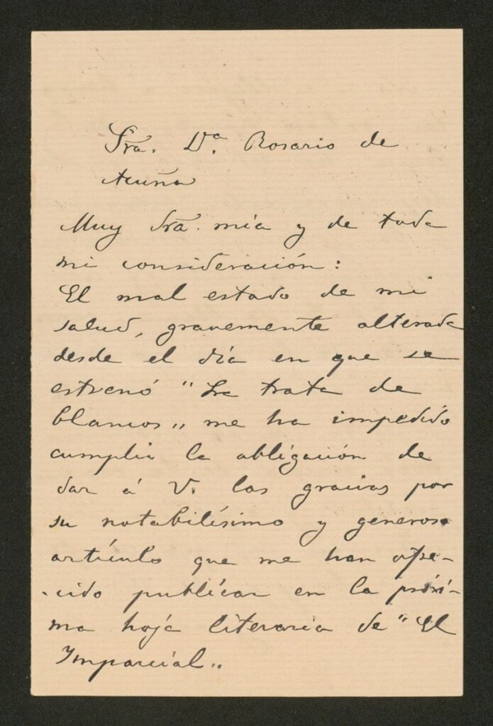 Miniatura de [Carta], 1887 Febrero 13, Madrid, a Rosario Acuña