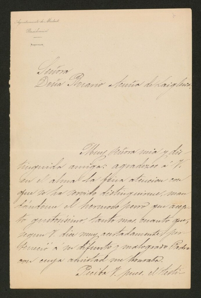 Miniatura de [Carta], 1883 Mayo 4, Madrid a Rosario de Laiglesia