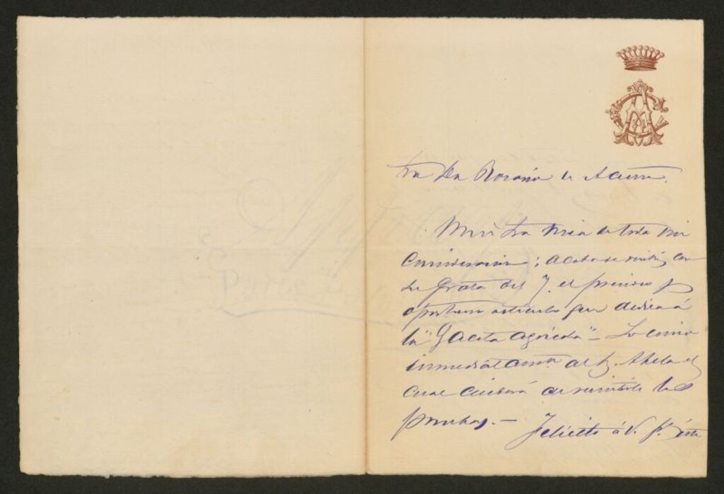 Miniatura de [Carta], 1882 Abril 9, Madrid a Rosario de Acuña