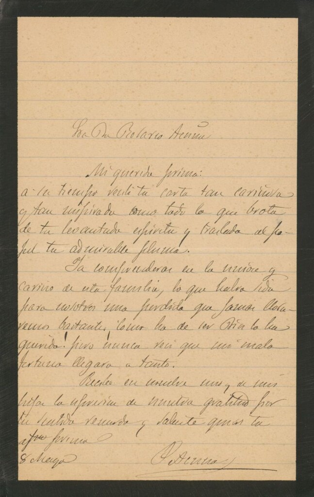 Miniatura de [Carta], [s.l.] Mayo 8, [s.a.] a Rosario Acuña