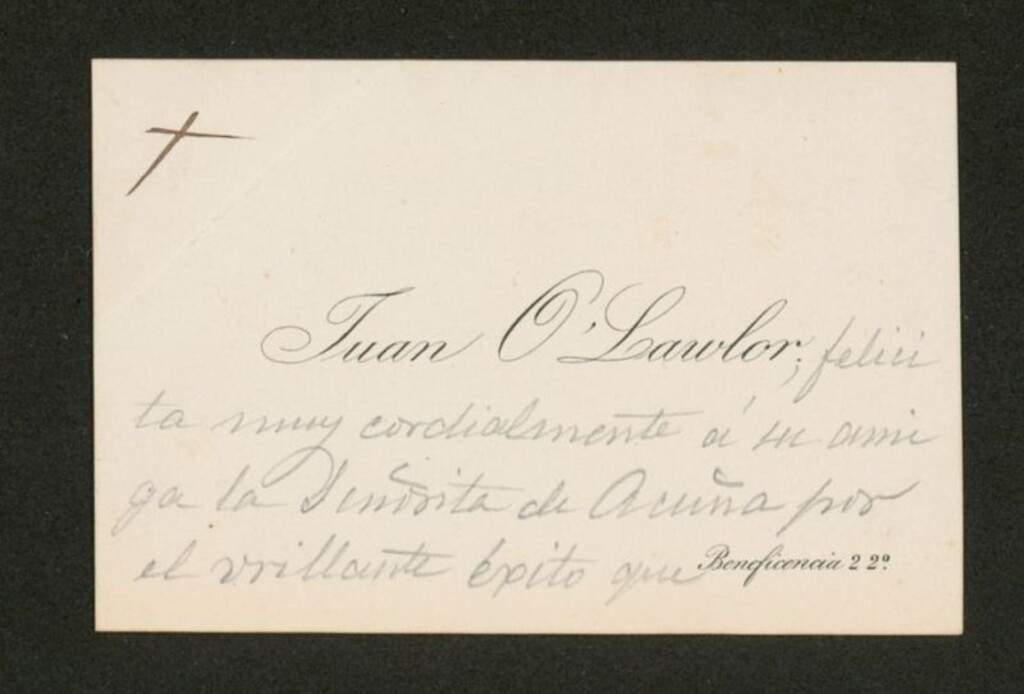 Miniatura de [Tarjeta de visita], [s.a.], Madrid a señorita de Acuña