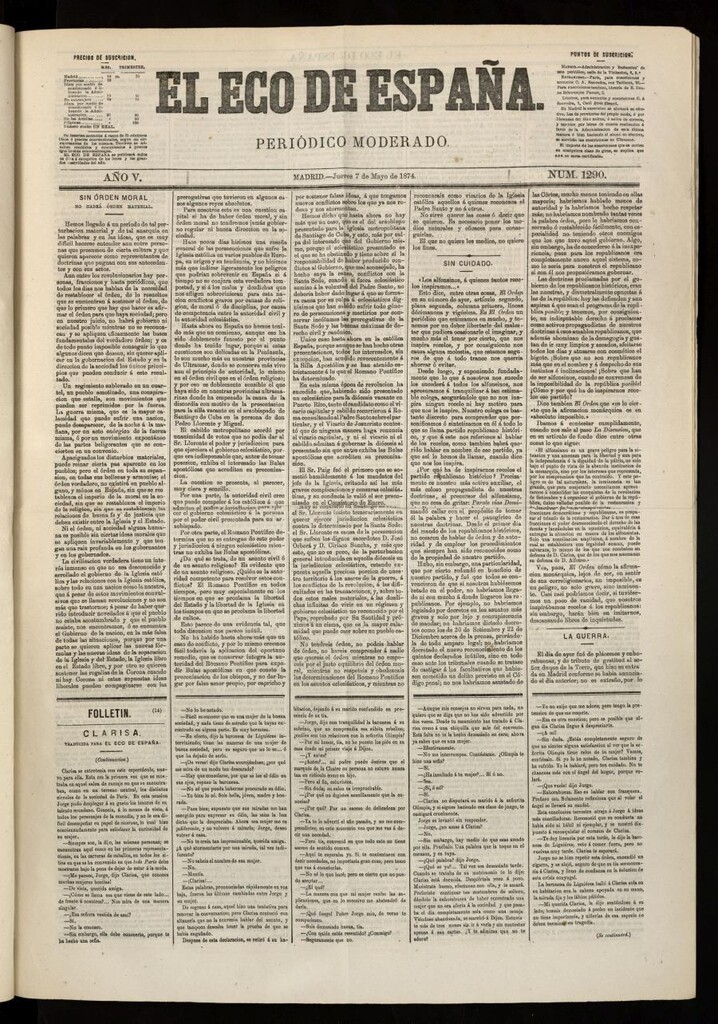 Miniatura de El Eco de España del 7 de mayo de 1874