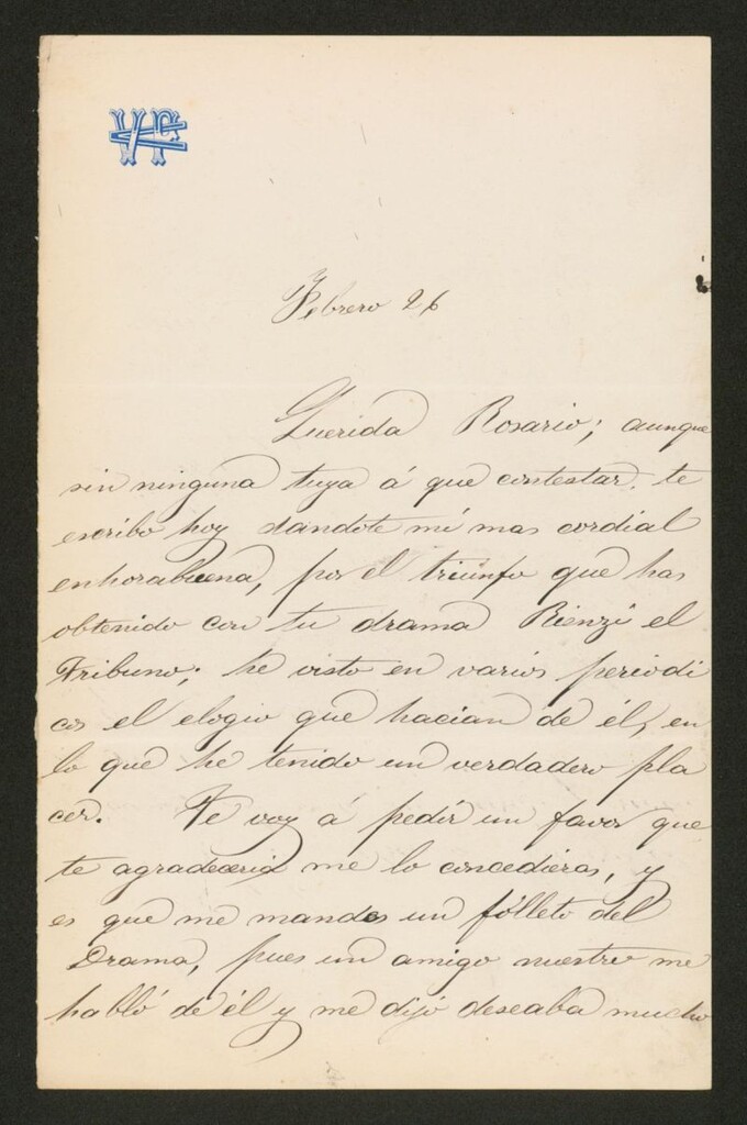 Miniatura de [Carta], [s.a.] feb. 26, [s.l.] a Rosario de Acuña