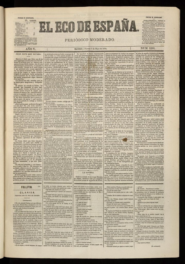 Miniatura de El Eco de España del 8 de mayo de 1874