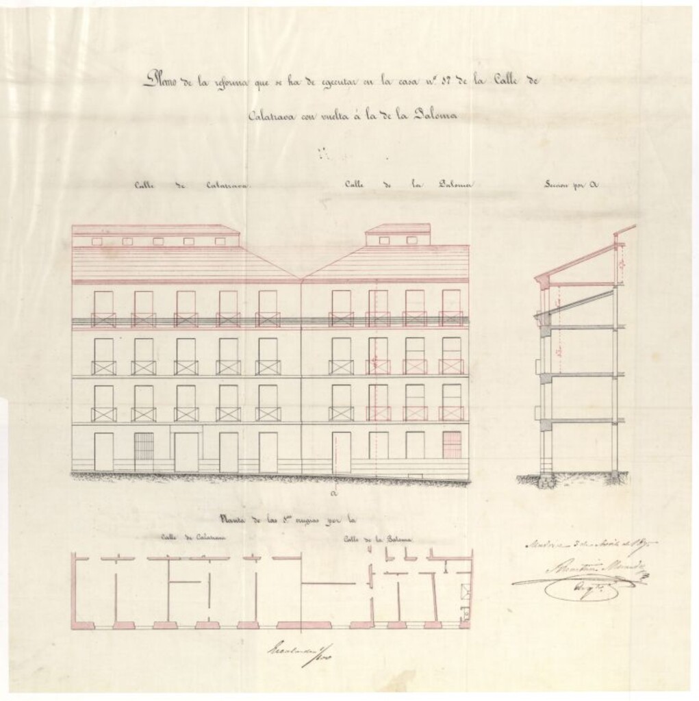 Miniatura de D. Anastasio Menéndez, en solicitud de licencia  para aumentar piso en la casa calle de Calatrava nº 17.