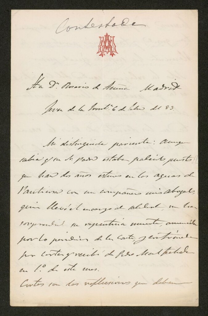 Miniatura de [Carta], 1883 Febrero 6, Jerez de la Frontera [?] , a Rosario de Acuña