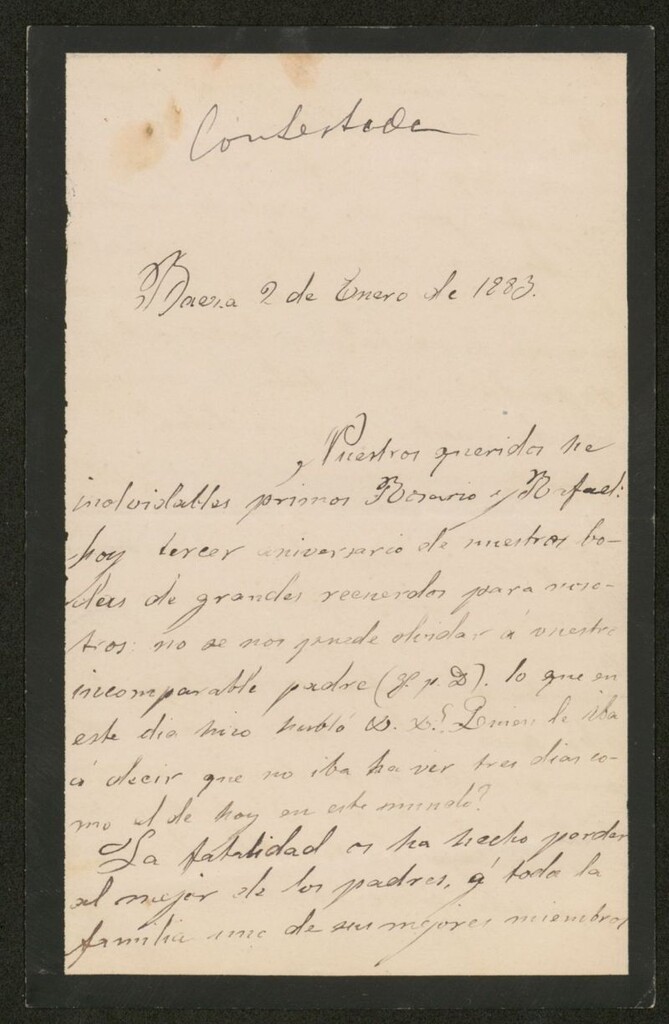 Miniatura de [Carta],1883 Enero 2, Baeza a Rosario y Rafael