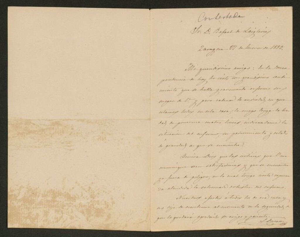 Miniatura de [Carta],1883 Enero 27, Zaragoza a Rafael de Laiglesia