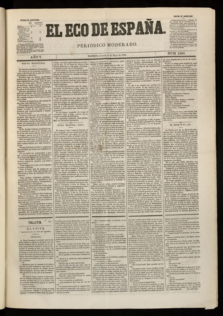 Miniatura de El Eco de España del 14 de mayo de 1874