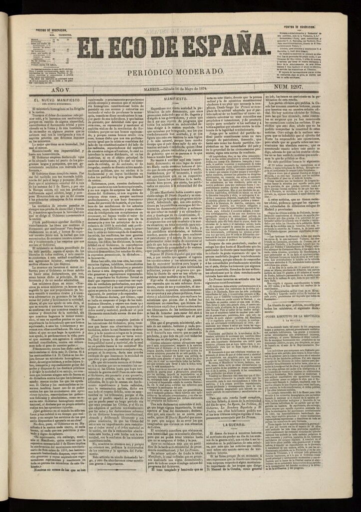 Miniatura de El Eco de España del 16 de mayo de 1874
