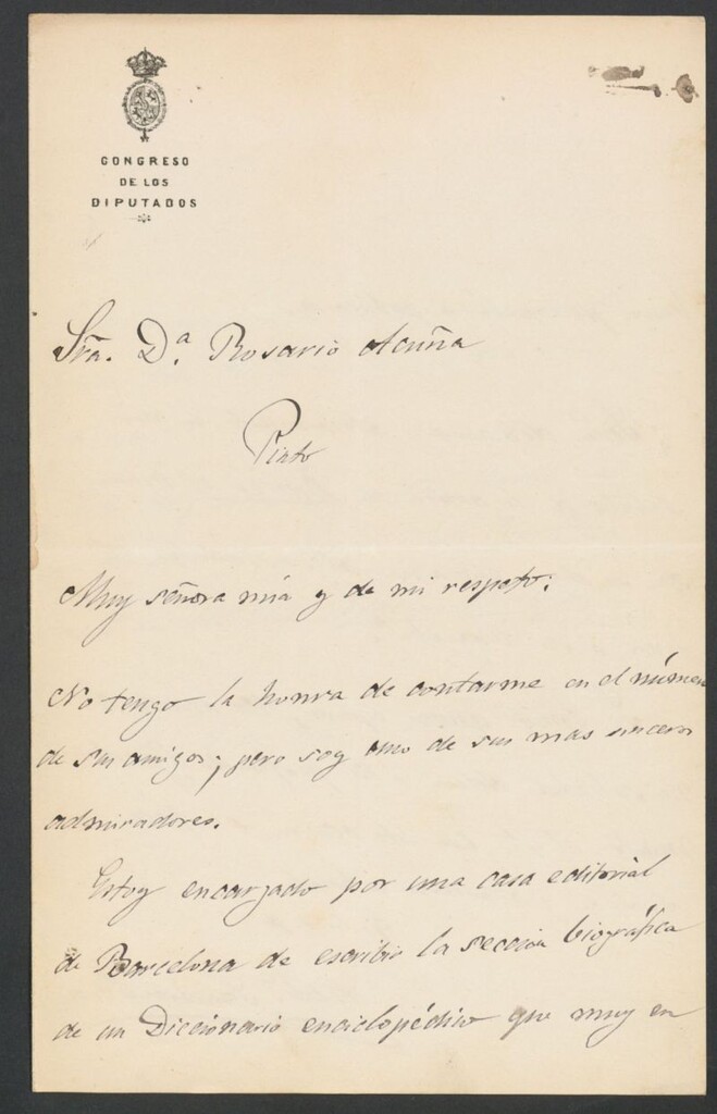 Miniatura de [Carta], 1886 Junio 7, Madrid a Rosario Acuña