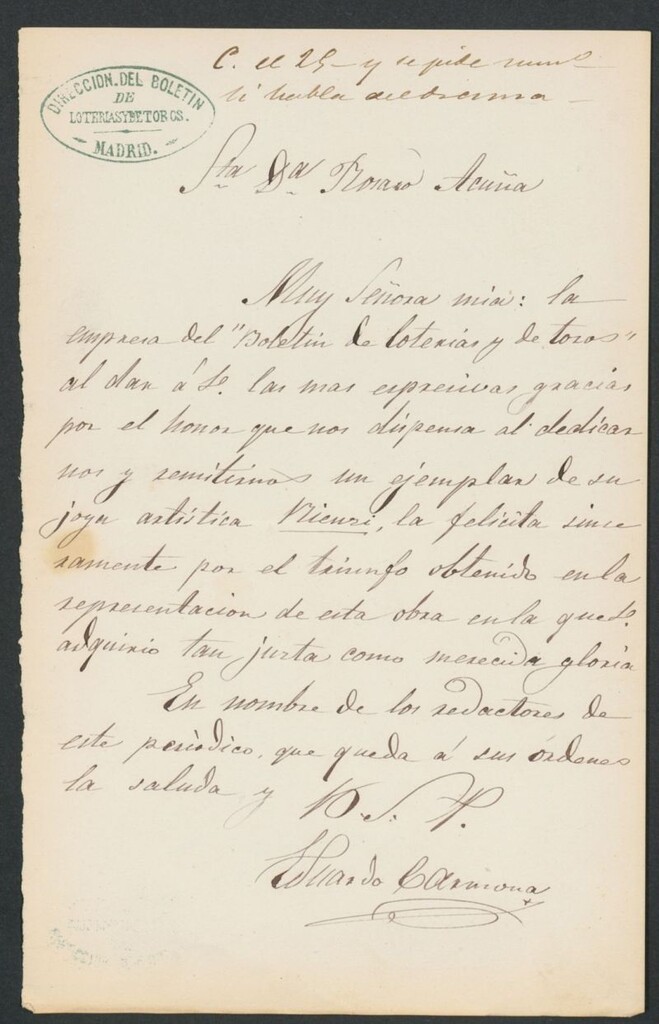 Miniatura de [Carta], [s.a.], Madrid a Rosario Acuña