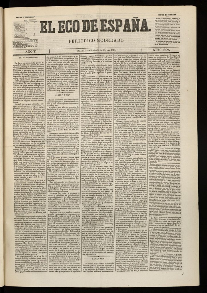 Miniatura de El Eco de España del 20 de mayo de 1874