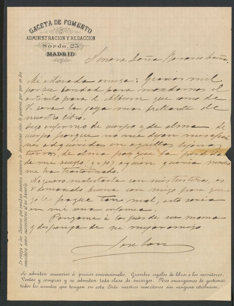 Miniatura de [Carta], [s.a.], Madrid a Rosario Acuña