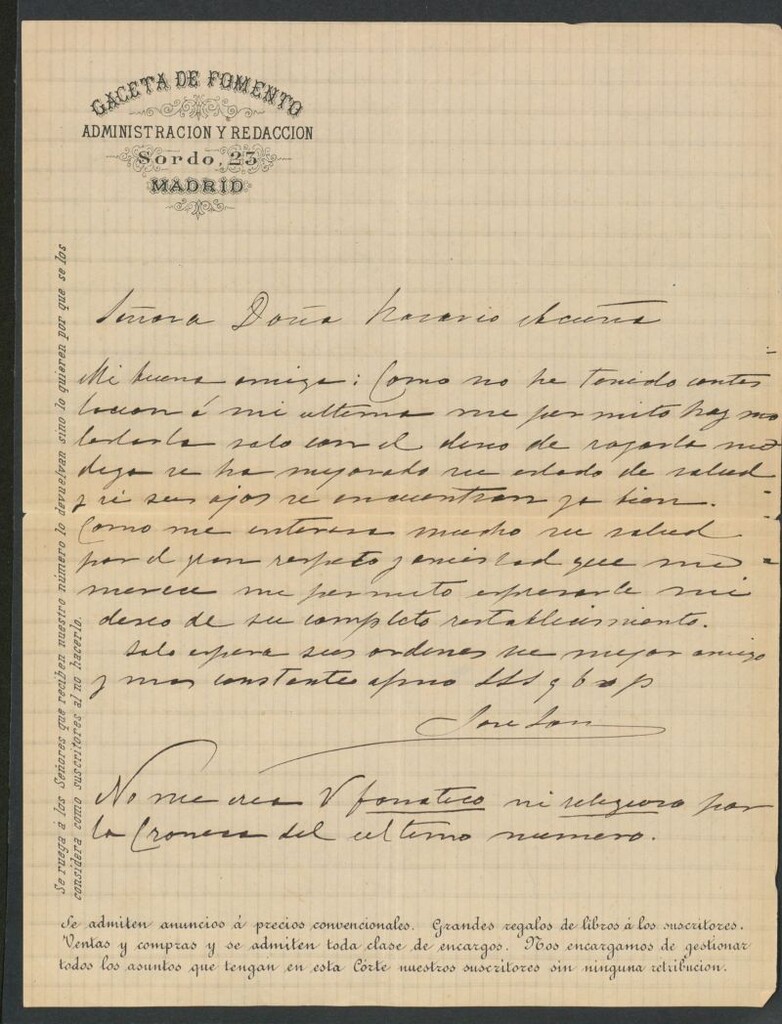 Miniatura de [Carta], [s.a.], Madrid a Rosario Acuña