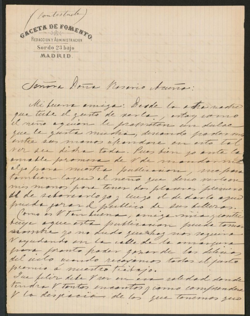 Miniatura de [Carta], [s.a.], Madrid a Rosario Acuña