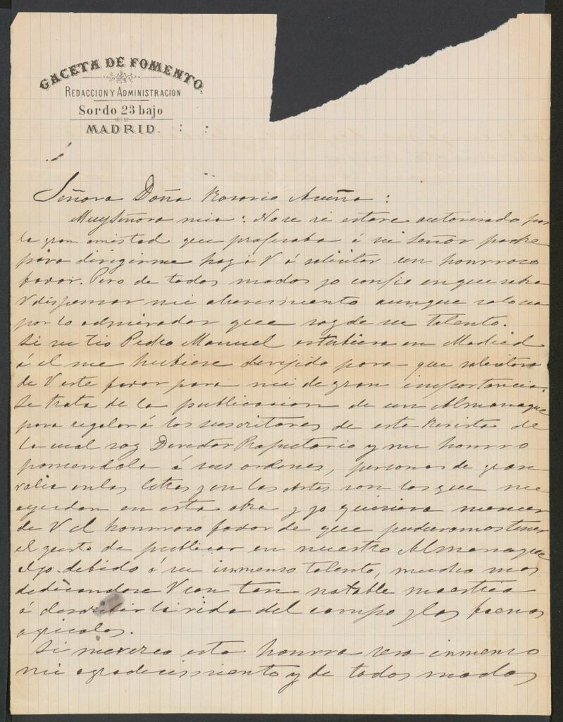 Miniatura de [Carta], [s.a.], Madrid a Rosario Acuña