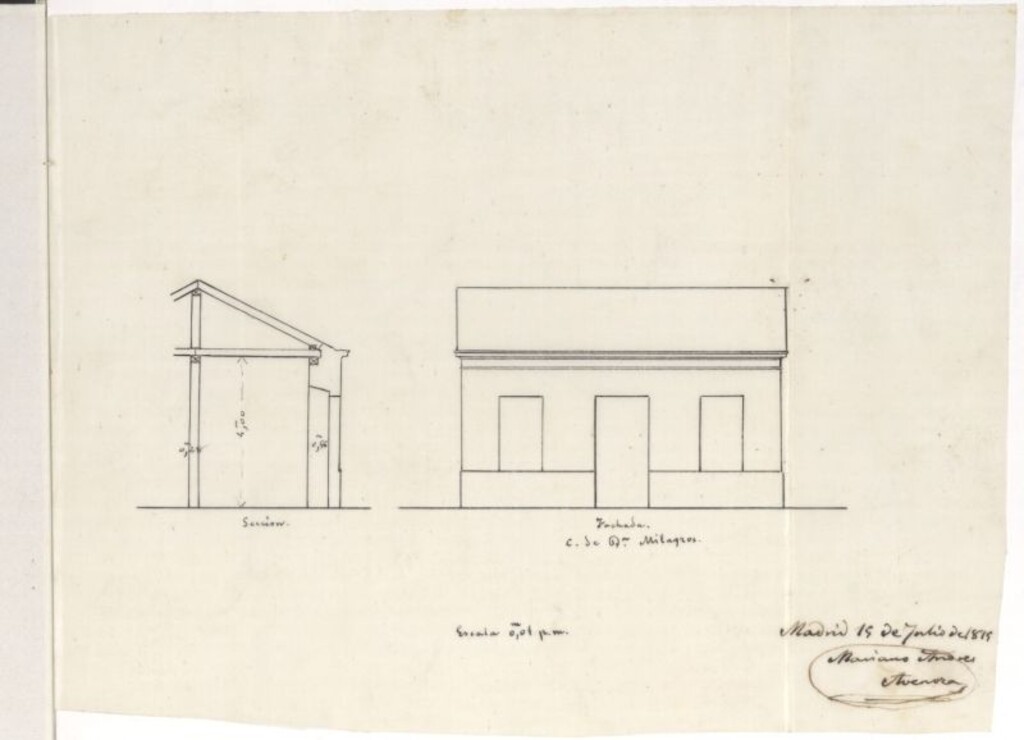 Miniatura de D. José María del Campo, solicitando edificar en el barrio particular de la Salud ó Guindalera.