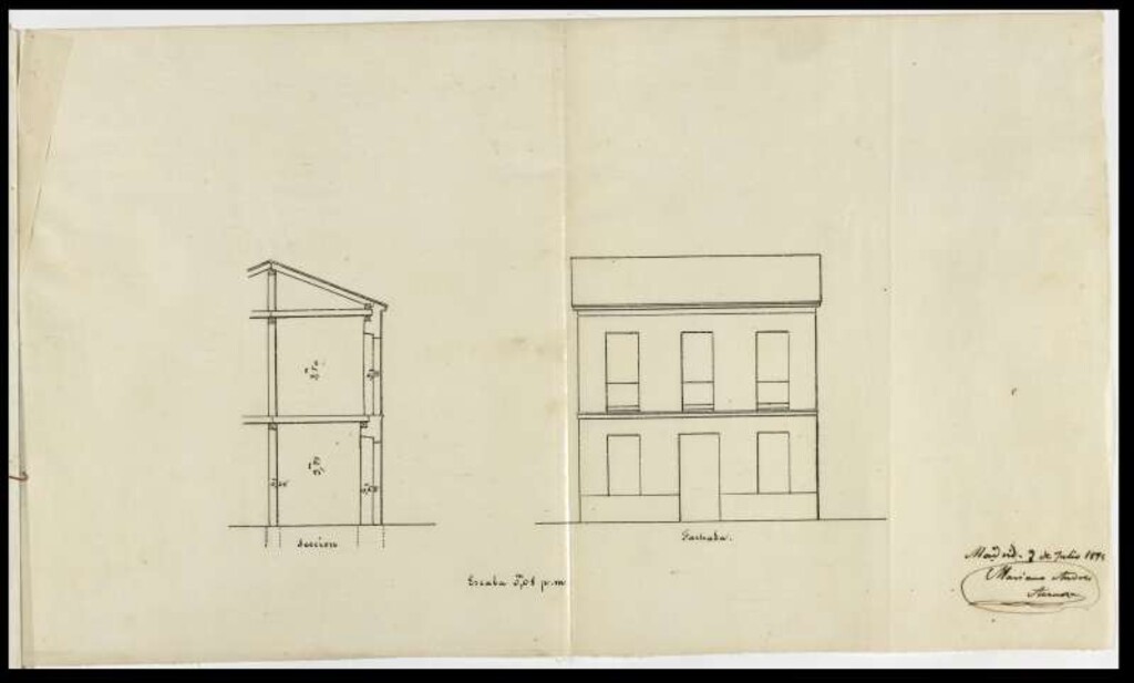 Miniatura de D. Vicente Serrano y Valles, solicitando permiso para levantar una casa en el barrio conocido por la Guindalera.