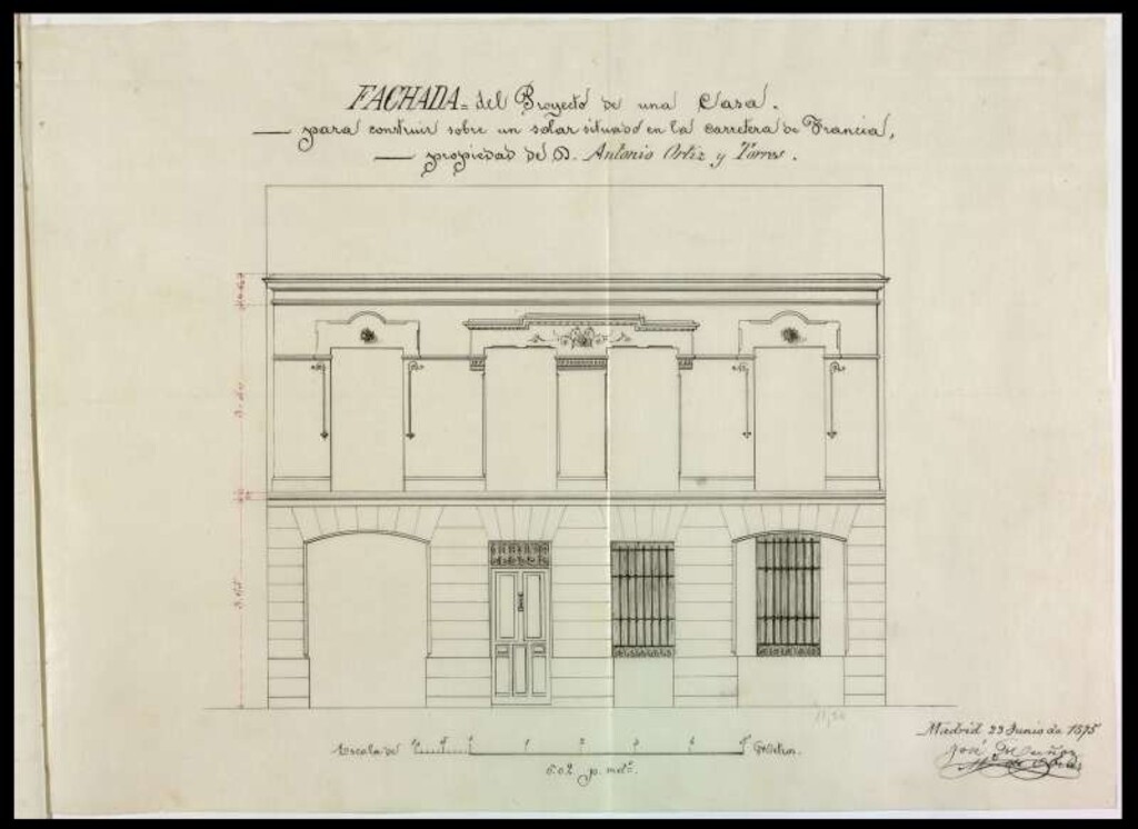 Miniatura de D. Antonio Ortiz y Torres, solicitando edificar en un solar de la Carretera de Francia, sitio denominado alto de la Noria de la Villa.