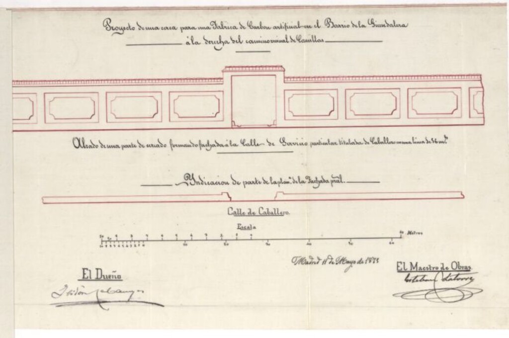 Miniatura de D. Isidoro Cabanges, sollicitando permiso para levantar tapia de cerramiento de un terreno en la Guindalera.